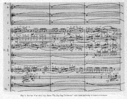 fig. 1 Section of an early page from "the Dancing Difference" with motes inclining in various directions.